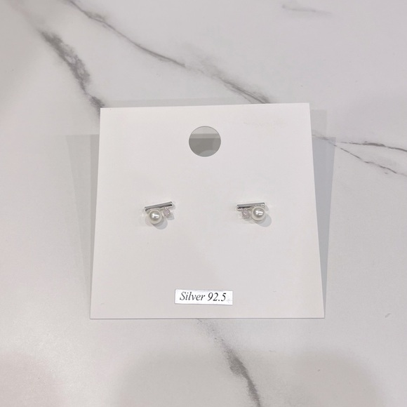 Pearl & Pink Stone Sterling Silver Earrings - Picture 3 of 3